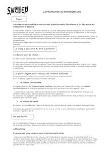 Fiche Protection du Fonctionnaire - LA PROTECTION DU FONCTIONNAIRE ...