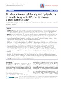 First-line antiretroviral therapy and dyslipidemia in people living with HIV-1 in Cameroon: a cross-sectional study