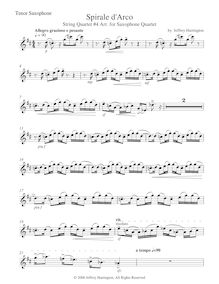 Partition ténor Saxophone , partie, corde quatuor No.4, Spirale d’Arco