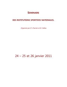 Seminaire des institutions sportives