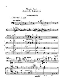 Partition violoncelles, Rapsodie espagnole, Rhapsodie espagnole
