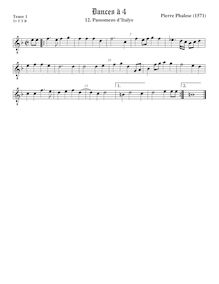 Partition ténor viole de gambe 1, octave aigu clef, 9 Dances à 4