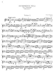 Partition violons I, Symphony No.4, »Tragische« (Tragic), C Minor