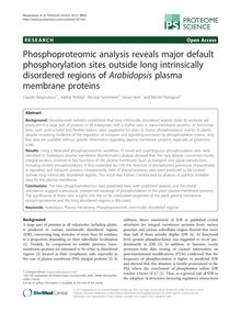 Phosphoproteomic analysis reveals major default phosphorylation sites outside long intrinsically disordered regions of Arabidopsis plasma membrane proteins