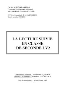 LA LECTURE SUIVIE EN CLASSE DE SECONDE LV2