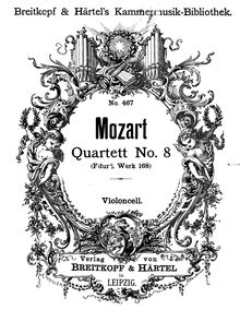 Partition violoncelle, corde quatuor No.8, Quartet, F major, Mozart, Wolfgang Amadeus