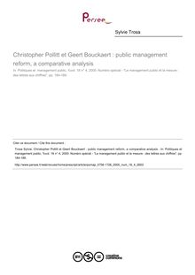Christopher Pollitt et Geert Bouckaert : public management reform, a comparative analysis   ; n°4 ; vol.18, pg 184-189