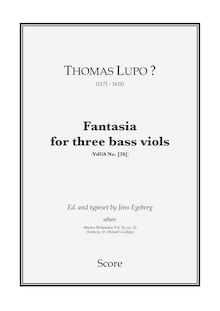 Partition complète, Fantasy pour 3 basse violes de gambe, Lupo, Thomas par Thomas Lupo