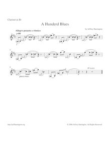 Partition clarinette, A Hunderd Blues, Harrington, Jeffrey Michael
