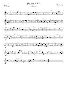 Partition ténor viole de gambe 1, octave aigu clef, madrigaux, Rimonte, Pedro