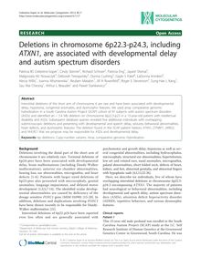 Deletions in chromosome 6p22.3-p24.3, including ATXN1, are associated with developmental delay and autism spectrum disorders