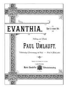 Partition complète, Evanthia, Umlauft, Paul