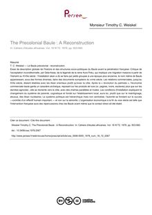 The Precolonial Baule : A Reconstruction - article ; n°72 ; vol.18, pg 503-560