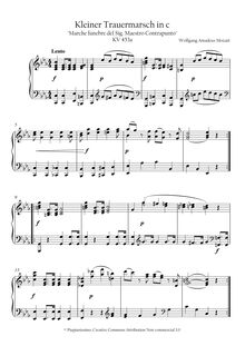 Partition complète, Kleiner Trauermarsch en C minor, K.453a, Marche funebre del Sigr Maestro Contrappunto