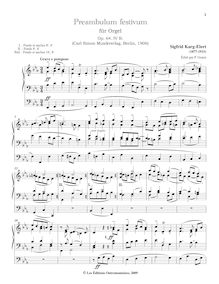 Partition complète, Preambulum festivum für Orgel, E-flat major