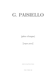 Partition complète, Piece pour orgue, Allegro, A major, Paisiello, Giovanni