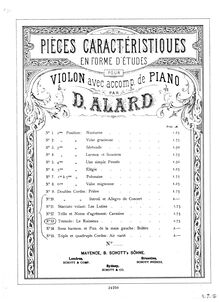 Partition de violon, 15 Pièces caractéristiques en forme d études
