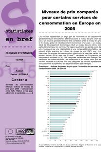 Niveaux de prix comparés pour certains services de consommation en Europe en 2005