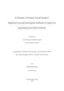 A Gestalt in primary visual cortex? [Elektronische Ressource] : applying neurophysiological methods to capture a psychophysical phenomenon / von Anne Schmidt