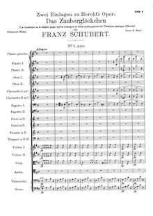 Partition Aria (Azolin), Aria et Duet pour Hérold s opéra  Das Zauberglöckchen , D.723