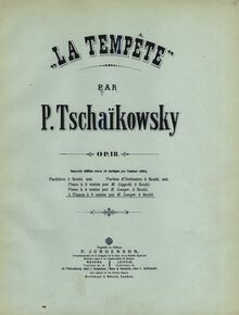 Partition couverture couleur, pour Tempest, Буря, F minor, Tchaikovsky, Pyotr