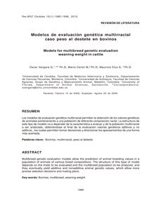 Modelos de evaluación genética multirracial caso peso al destete en bovinos (Models for multibreed genetic evaluation weaning weight in cattle)