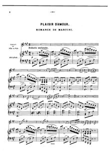 Partition de piano, Plaisir d’Amour, Martini, Jean Paul Egide