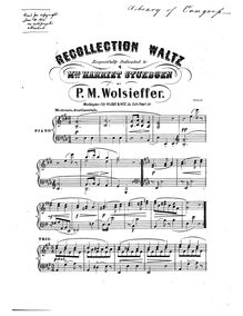 Partition complète, Recollection Waltz, E major, Wolsieffer, Philip Mathias