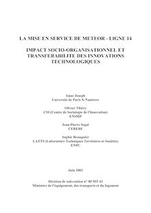LA MISE EN SERVICE DE METEOR - LIGNE 14 IMPACT SOCIO ...