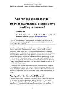 Acid rain and climate change - Do these environmental problems have anything in common?