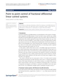 Point to point control of fractional differential linear control systems