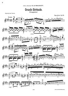 Partition complète, Serenade pour la Guitarre, Op.30, Coste, Napoléon par Napoléon Coste