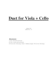 Partition complète of all mouvements, Duet pour viole de gambe et violoncelle No. 1