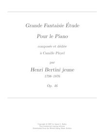 Partition complète, Grande Fantaisie Etude, Op.46, Bertini, Henri