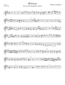 Partition ténor viole de gambe 2, octave aigu clef, See, See pour Shepherds  reine