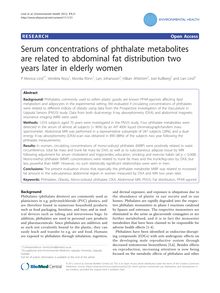 Serum concentrations of phthalate metabolites are related to abdominal fat distribution two years later in elderly women
