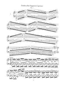 Partition complète, Etudes after Paganini Caprices, Sechs Studien nach Capricen von Paganini par Robert Schumann