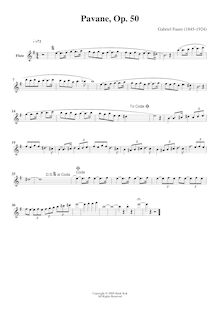 Partition flûte , partie, Pavane, Op.50, F? minor, Fauré, Gabriel