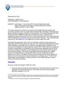FT-AR-11-005 - FY 2010 Financial Statements Audit - Eagan Information  Technology and Accounting Service