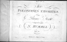 Partition complète, 6 Polonoises favorites, Hummel, Johann Nepomuk