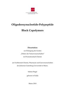 Oligodeoxynucleotide-polypeptide block copolymers [Elektronische Ressource] / Sabine Flügel