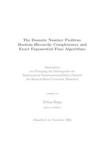 The domatic number problem: Boolean hierarchy completeness and exact exponential time algorithms [Elektronische Ressource] / vorgelegt von Tobias Riege