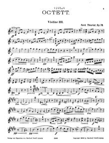 Partition violon 3, corde Octet, Op.78, Octett für 4 Violinen, 2 Bratschen und 2 Violoncelle, Op. 78