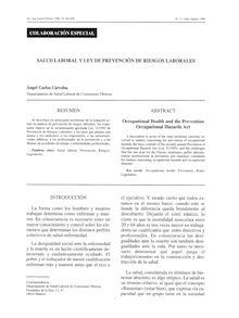 SALUD LABORAL Y LEY DE PREVENCIÓN DE RIESGOS LABORALES (Occupational Health and the PreventionOccupational Hazards Act)