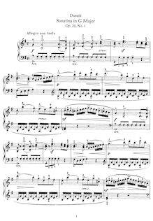 Partition complète, 6 Piano sonatines, Op.20, Dussek, Jan Ladislav