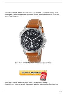 Seiko Men8217s SSC081 AdventureSolar Classic Casual Watch Watch Reviews