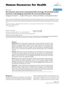 Are doctors and nurses associated with coverage of essential health services in developing countries? A cross-sectional study
