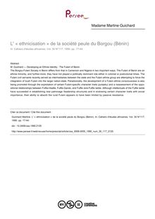 L  « ethnicisation » de la société peule du Borgou (Bénin) - article ; n°117 ; vol.30, pg 17-44