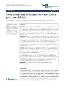 Three-dimensional measurement of foot arch in preschool children