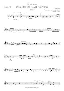 Partition cor 2 (F), Music pour pour Royal Fireworks, Fireworks Music par George Frideric Handel